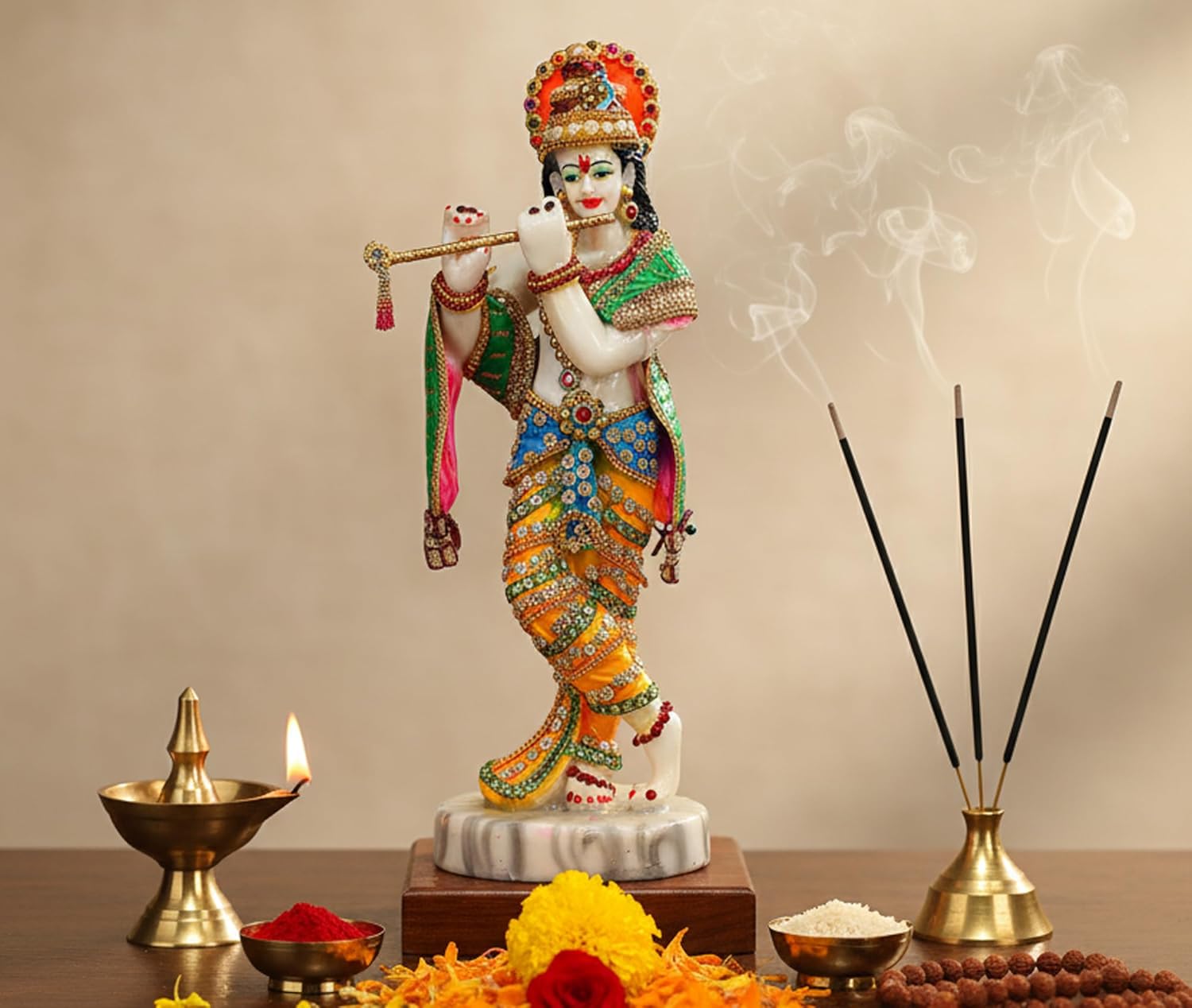 Size 11 eSplanade Resin Krishna Statue Murti Idol Sculpture (11) Multicolour